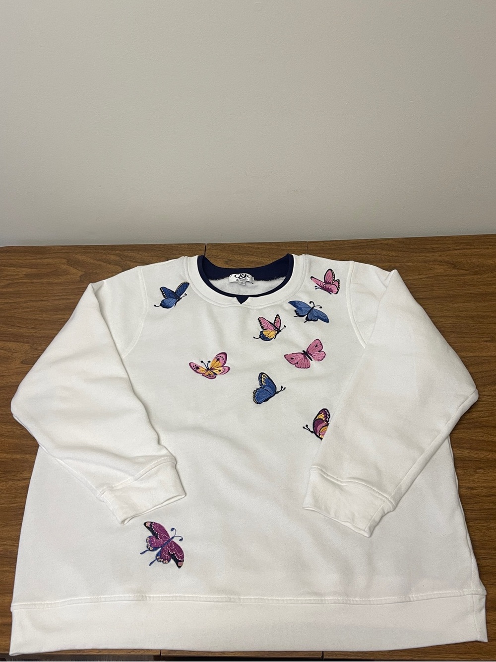 Embroidered Butterfly Crewneck Sweatshirt